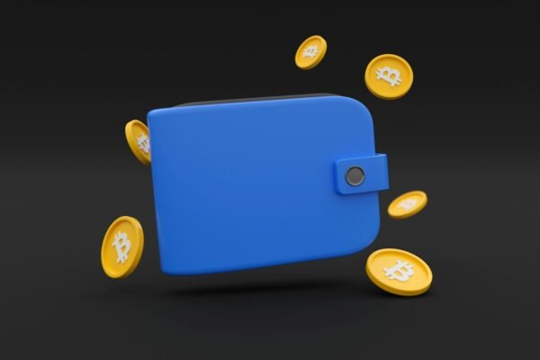 3D render of a Bitcoin wallet