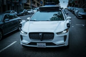 Self-driving car on a city street